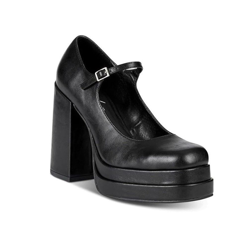 Wild Pair Womens 7.5 M Black Octavia Mary Jane Buckle Platform High Heels NIBXF1